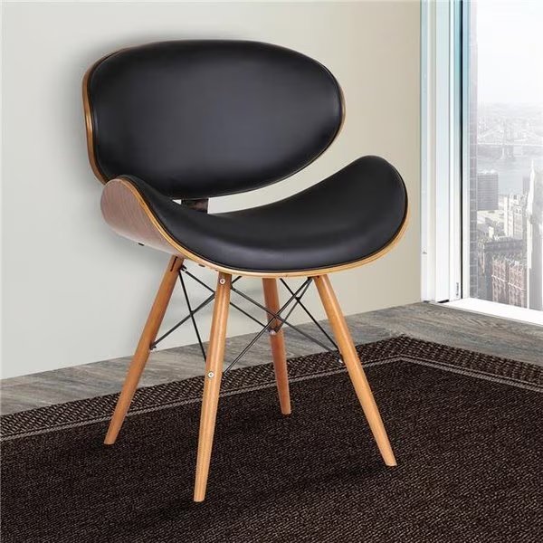 Cassie Mid-Century Dining Chair in Walnut Wood - Black Faux Leather, Seatsolutions, Mfr#: SE169347
